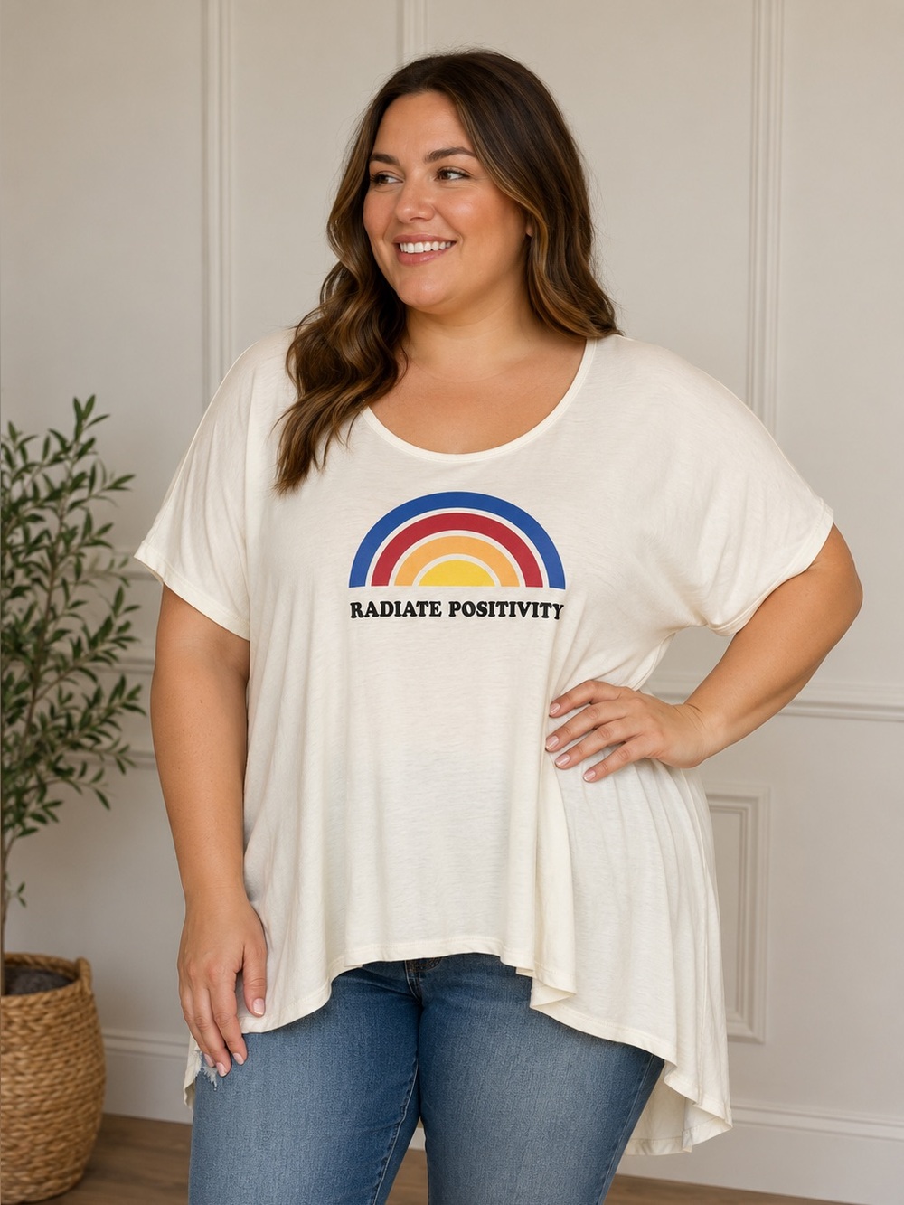 Philosophy Cream Short Sleeve Tee Radiate Positivity